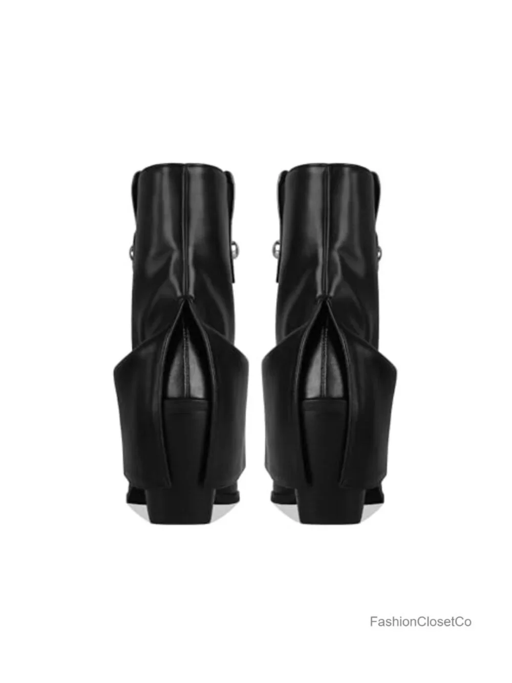 Faux Leather Folded Ankle Boots Pointed Toe Chunky Heel Booties Concert